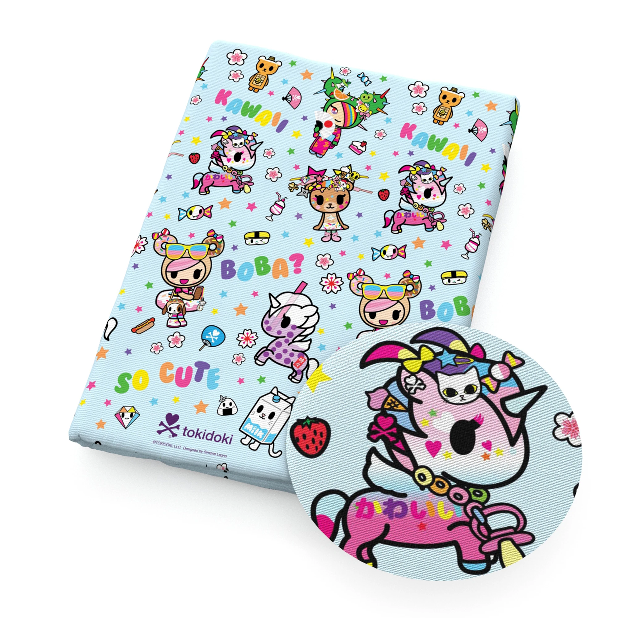 Половинная ткань из полиэстера и хлопка с мультяшным принтом единорога животных