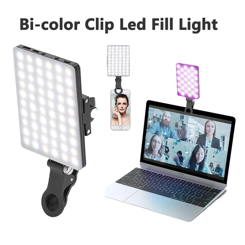 

LED Selfie Light Mobile Phone Fill Light Portable Video Conference Lighting Clip Video Light 2000Mah Rechargeable Live Streaming