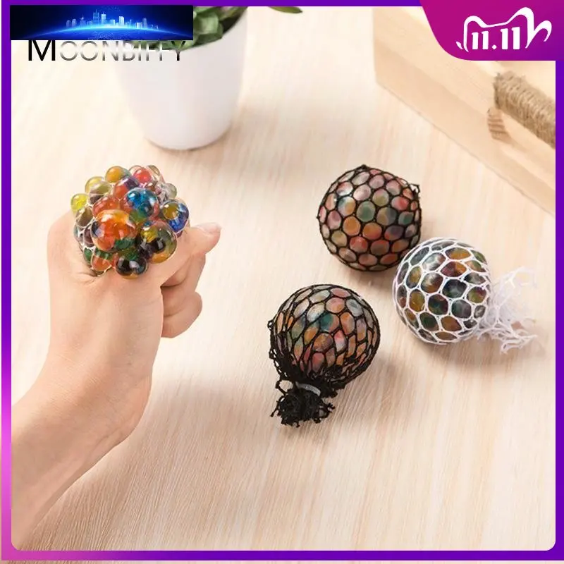 

Stress Reliever Grape Ball Hand Pinch Squeeze Relief Toy Creative Decompression Mesh Colored Grape Kids and Adult Toys