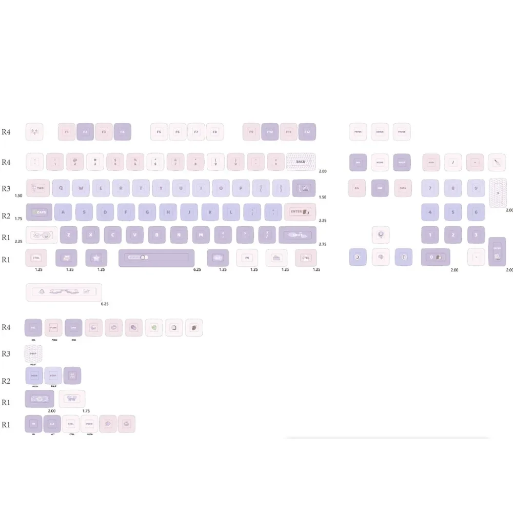 126 шт. колпачок для клавиш из ПБТ 5-сторонняя термосублимация MDA-профиль