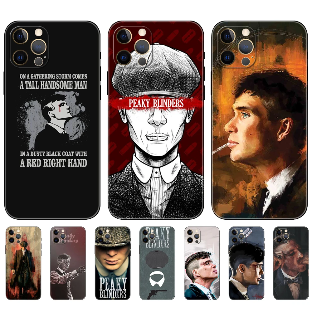 

Black tpu case for iphone 5 5s se 2020 6 6s 7 8 plus x 10 XR XS 11 12 13 mini pro MAX back cover Peaky Blinders