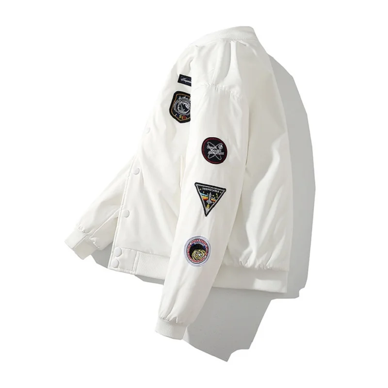 Air Force MA1 Pilot Jacket Men Autumn and Winter Thickened Stand-up Collar Warm Jackets Embroidery Cotton Baseball Uniform Parka