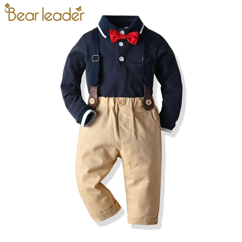 

Bear Leader/комплекты одежды для мальчиков Новинка 2022 года, Осенняя детская одежда на подтяжках костюмы с бабочкой для малышей вечерние милые ко...