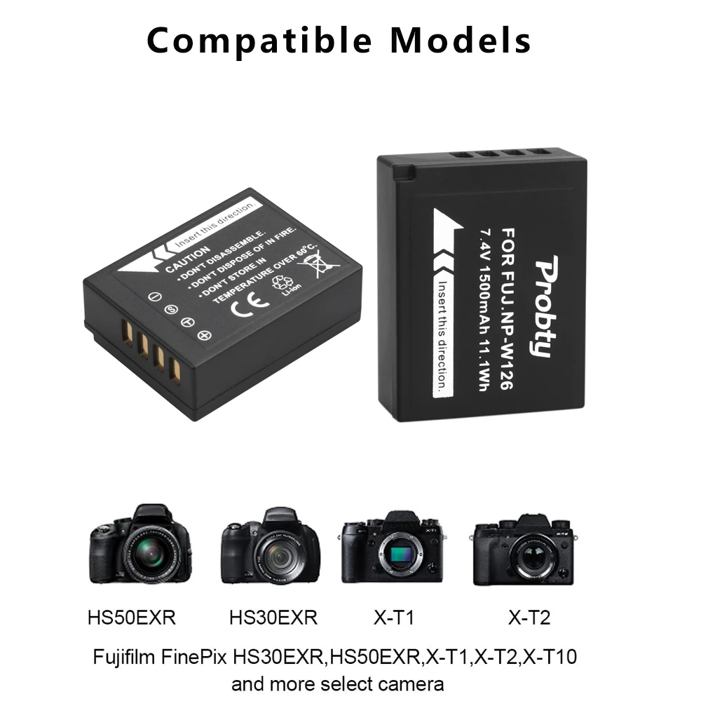 Аккумулятор NP-W126S NP W126 1500 мАч с быстрым зарядным устройством для ЖК-дисплея для Fujifilm Fuji XT20 XT3 XPro1 X-PRO2 XT30II XM5 X100VI X100V XS10 XT30 (art.: 3920d408e4602) - 3920d408e4602
