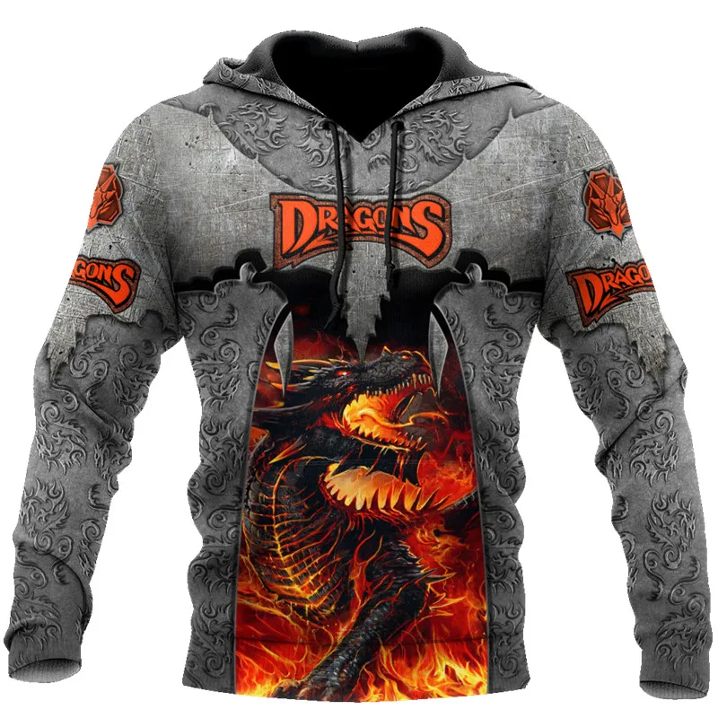 

New Fashion Men's Hoodie Dragon Tattoo Art 3D Full Print Autumn Unisex Zip Hoodie Casual Street Sweatshirt Jacket