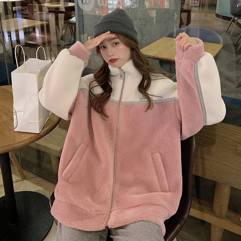 

Women's Wear Tops 2022 Imitation Cashmere Stand Collar Zipper Coat For Women In Autumn And Winter Warm Loose Medium Long Style