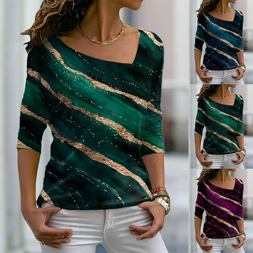 

2022 Autumn/spring Women's Retro Print Pullover V Neck Long Sleeve Shirts Streetwear Casual Shirts/3D Printed Top Everyday Tee