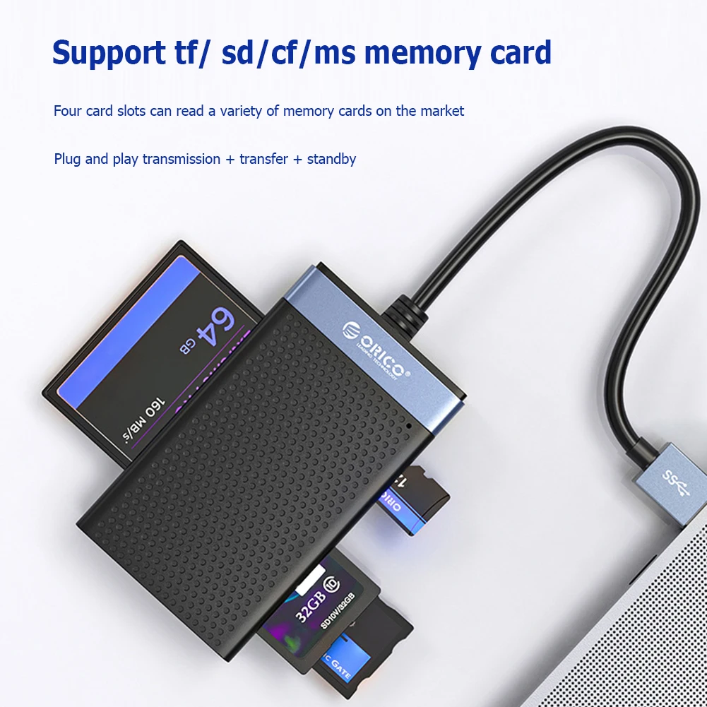 

USB 3.0 USB C Card Reader 4 in 1 Smart Memory Card Reader SD TF CF MS Compact Flash Card Adapter 15cm Cable for Laptop PC