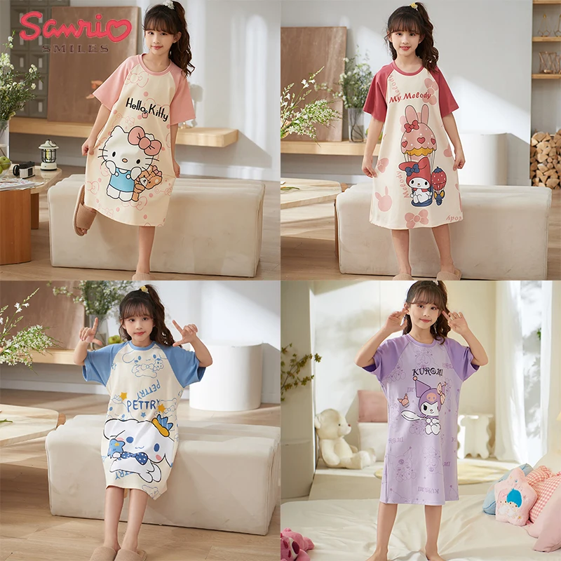 

Kawaii Summer New Sanrios Anime Hello Kittys Cinnamoroll Kuromi Pajamas Casual Soft Cute Thin Home Outdoor Sets Baby Gifts