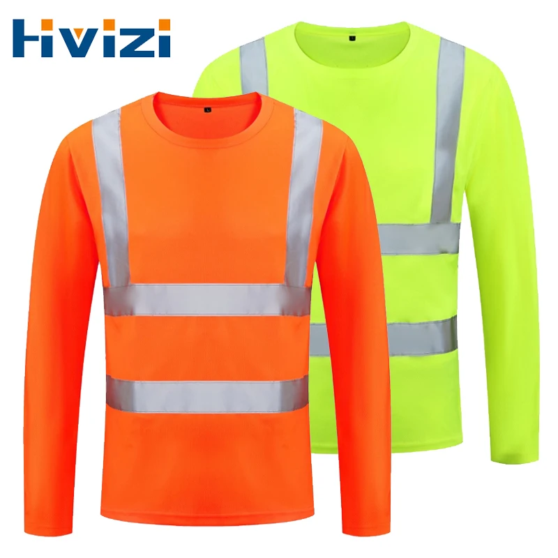 

Рабочая Рубашка Hi Vis, светоотражающая безопасная флуоресцентная оранжевая рубашка с длинным рукавом, рабочая одежда с высокой видимостью, быстросохнущая рубашка