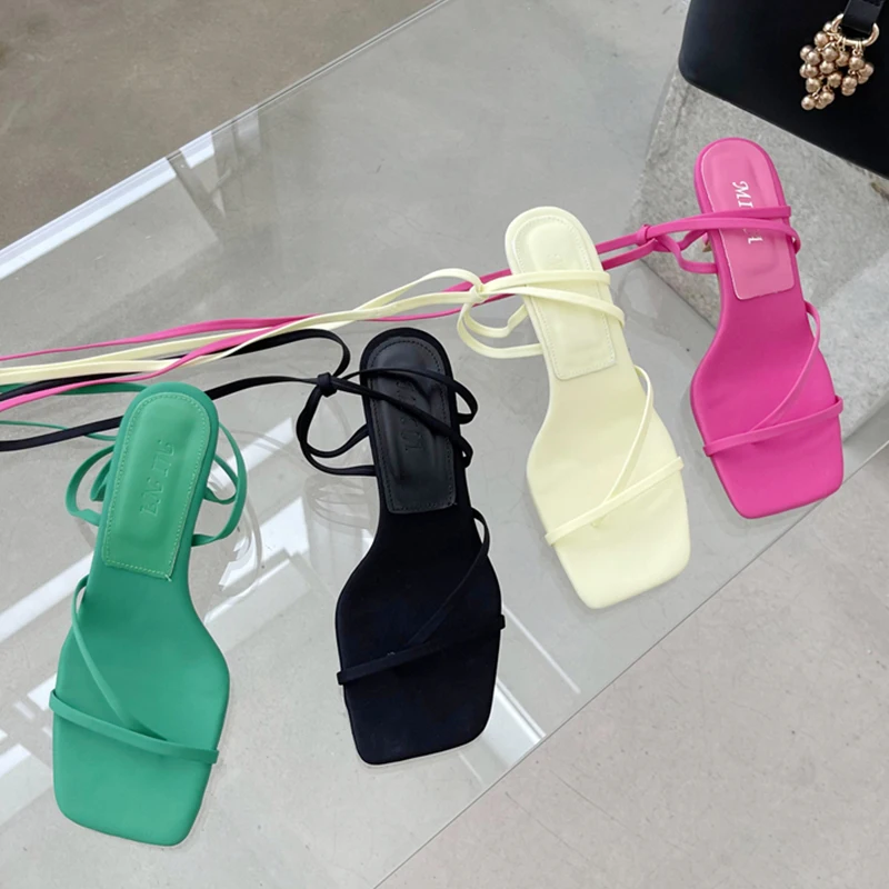 

Туфли-лодочки женские на высоком каблуке, пикантные сандалии с ремешком на щиколотке, модная обувь розового и красного цветов, лето 2022