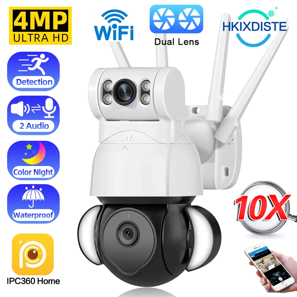

4MP Wifi CCTV PTZ Dome Camera Outdoor Waterproof Color Night Vision IP Security Surveillance Camera System Wireless 2 Way Audio