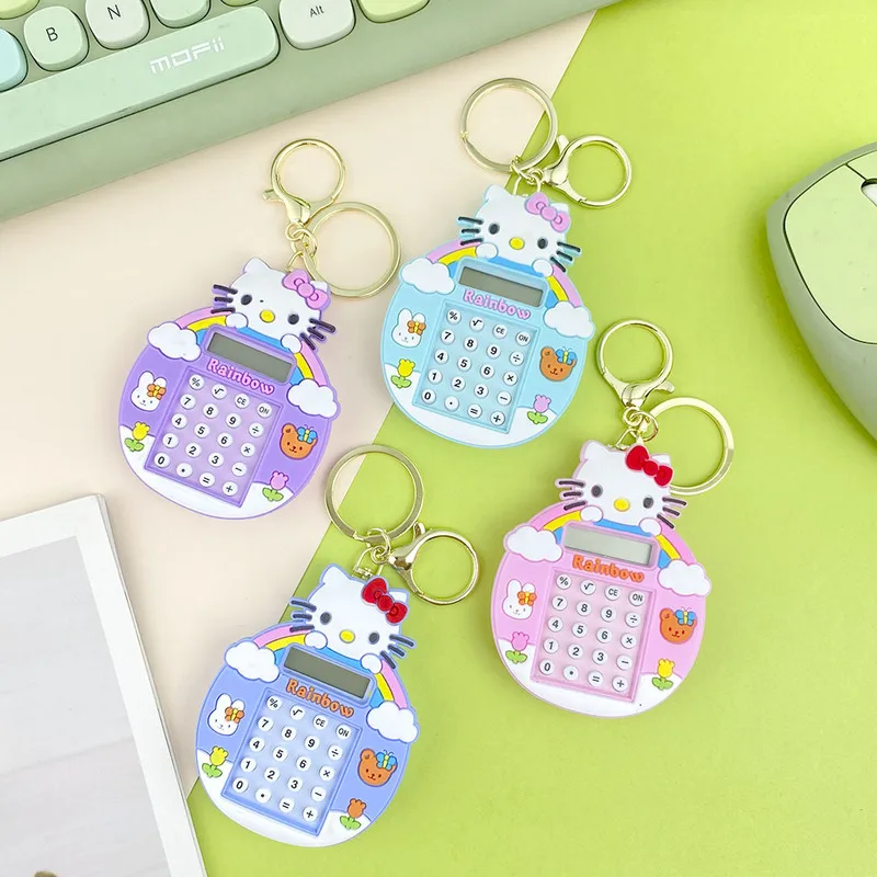 

New Creative Cartoon Kitty Cat Portable Calculator Keychain Students Car Keychain Schoolbag Pendant Small Gift Mini Calculator