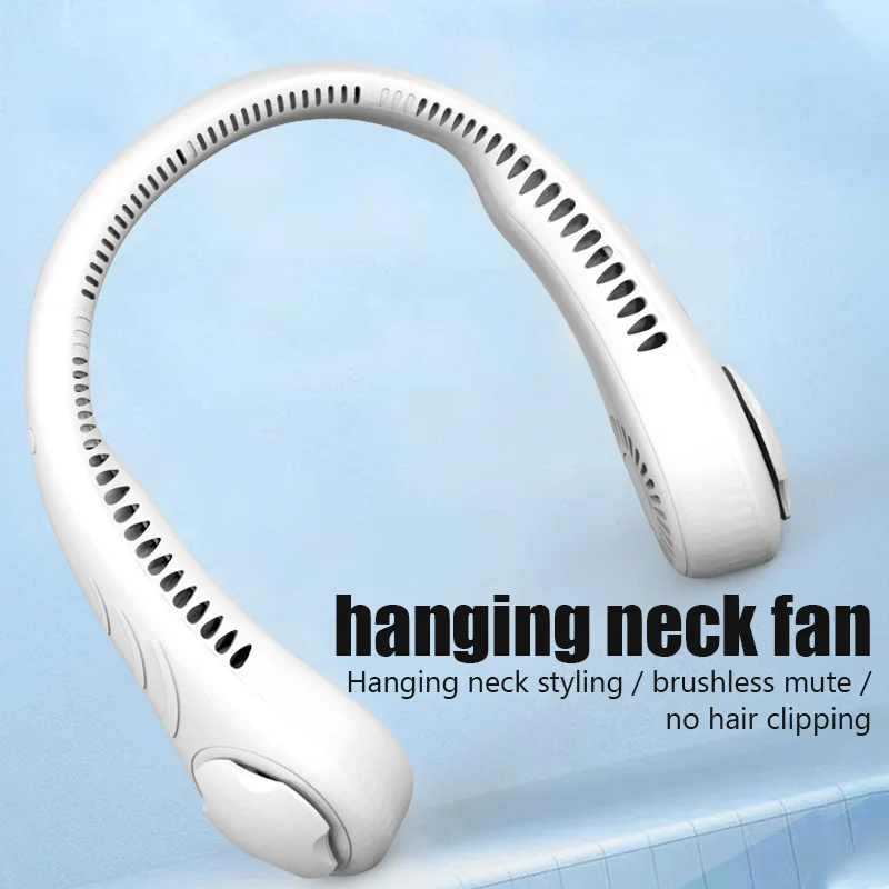 

Portable Neck-mounted Fan USB Rechargeable Mini Lazy Neck Bladeless Cooler Wearable Neckband Cooling Fan for Home Office Outdoor