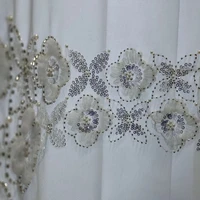 french luxury sequin beads flower lace sheer curtains for living room bedroom window tulle curtain drapes wedding home decor 4