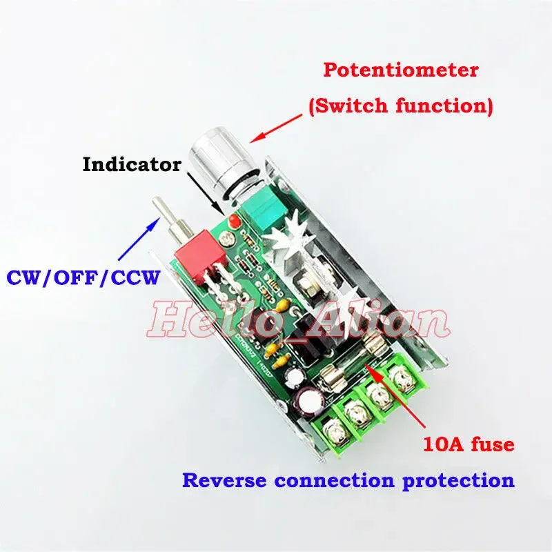 DC 12V-40V 12V 18V 24V 36V 5A ШИМ регулятор скорости двигателя постоянного тока CW CCW OFF