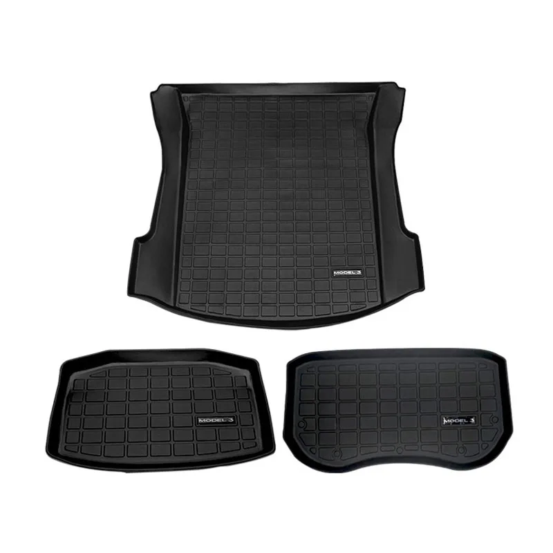 

For Tesla Model 3 Y Mat 2021-2022 Thicken TPE Car Front Rear Trunk Mat Waterproof Protective Pads Trunk Tray With Model 3 Y LOGO