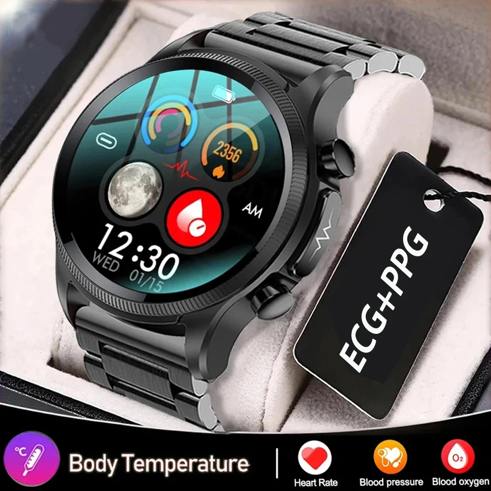 

2023 Smartwatch Blood Glucose ECG+PPG for Men Monitoring Blood Pressure Body Temperature Smart Heart Rate IP68 Waterproof Watch