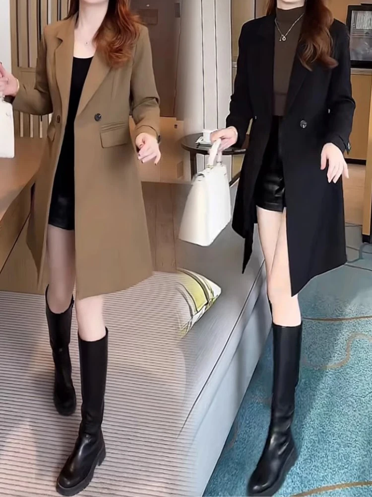 Повседневный плащ верхняя одежда женский средней длины осенний раний 2024 модное