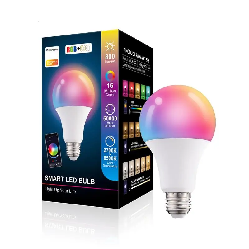 

WiFi RGB LED Smart Light Bulb Colour Changing Lamp Control APP Remote Dimmable Music Sync Led Lamp Time Control Home Decor