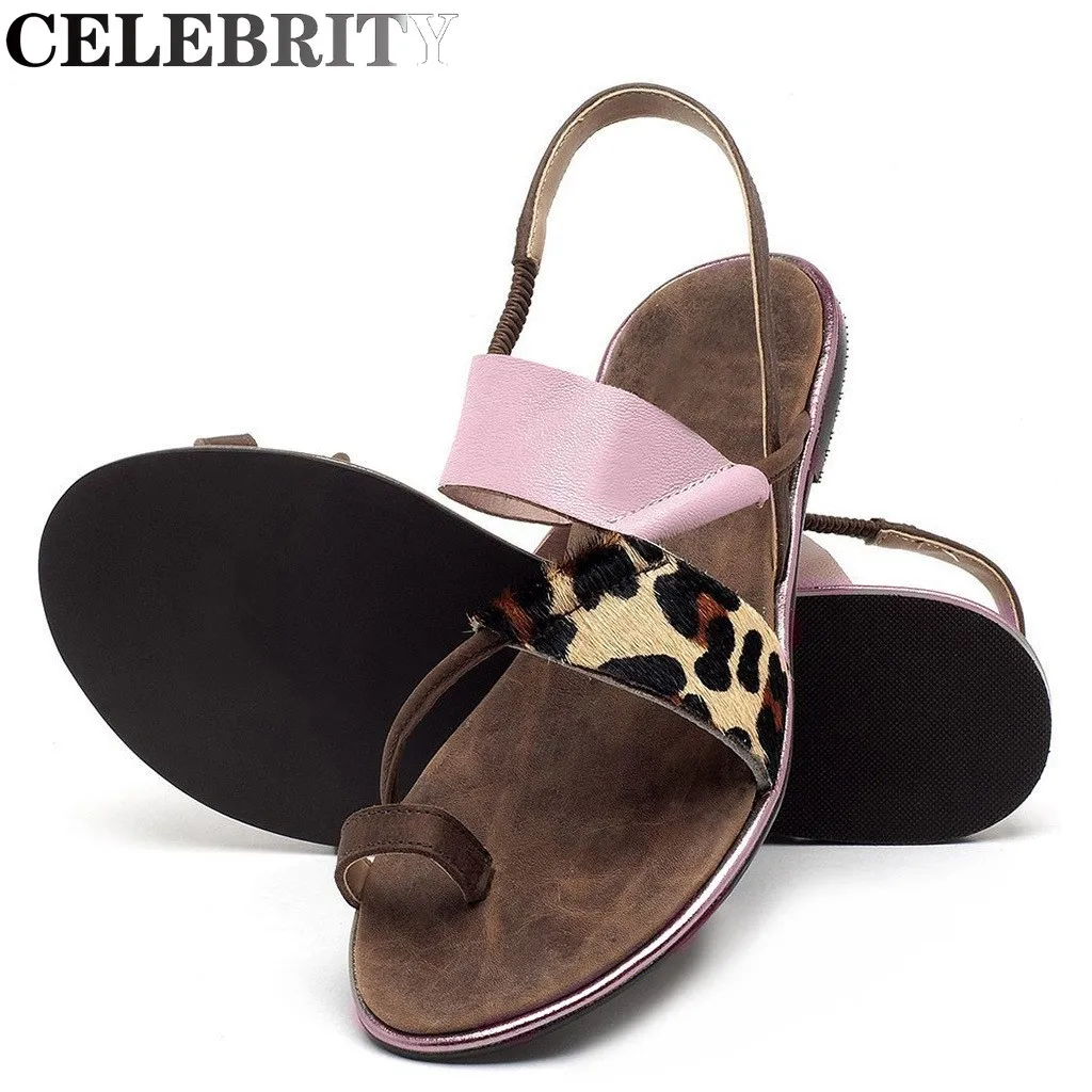 

2022 Summer New Plus Size Women's Sandals Flat Bottom Women's Shoes Leopard Print Roman Sandals In Stock