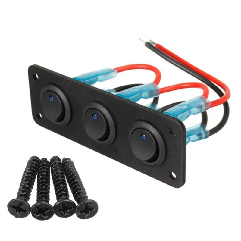 

3 Gang Blue LED Toggle Rocker Switch Panel For Car Boat Marine RV Truck 10A 12V