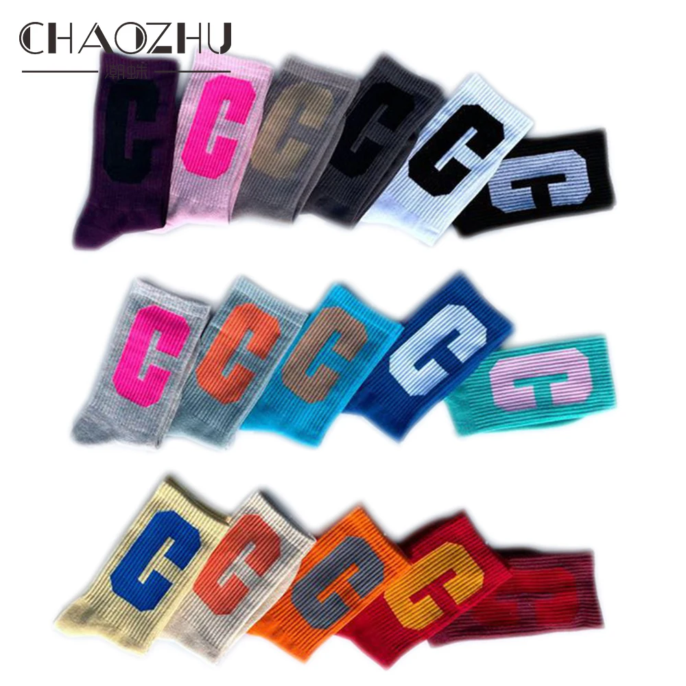 

CHAOZHU 1 Pair Women Men Unisex Casual Stretch Big C Korea Trendy Cool Fashion Socks Cotton Knitting Pressure Half Sneakers Sock