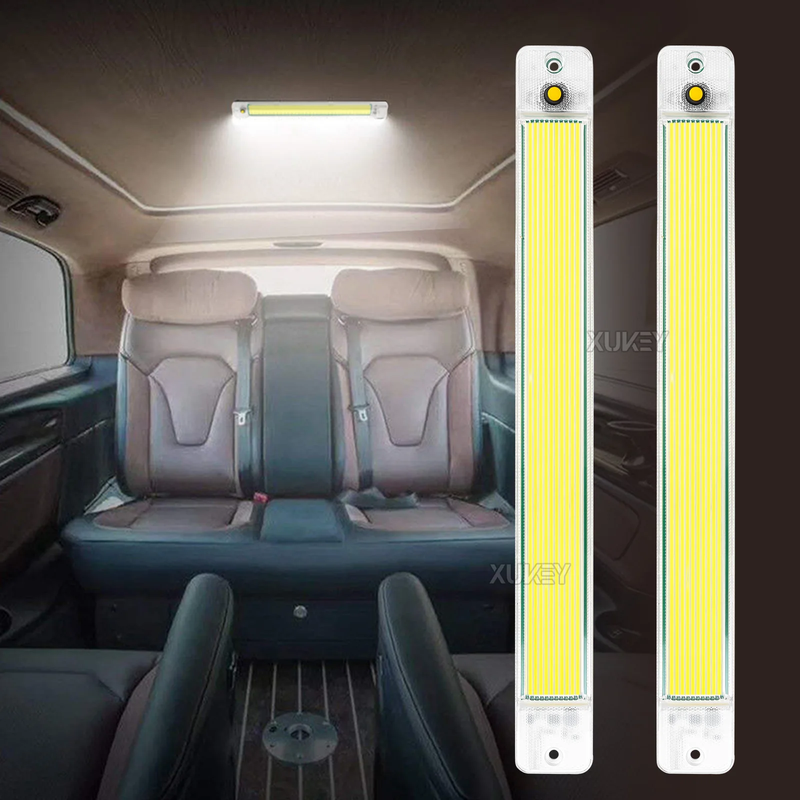 

2pcs 30CM 12V-24V 84 LED Car Interior Light Bar White Light Strip Tube for RV Camper Boat Van Lorry Truck Caravan Pickup Lorry