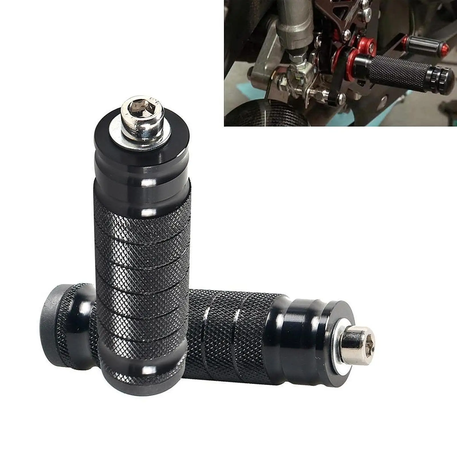 Универсальные подножки для мотоцикла 2 шт. педали черные легко устанавливаемый