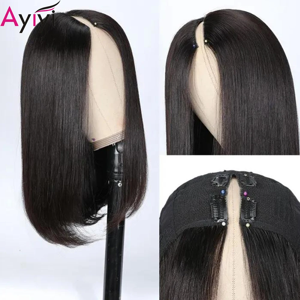 

Straight Short Bob Wig V Part Wig Human Hair No Leave Out Glueless Upgrade U Part Wigs Brazilian Straight Lace Human Hair Wigs