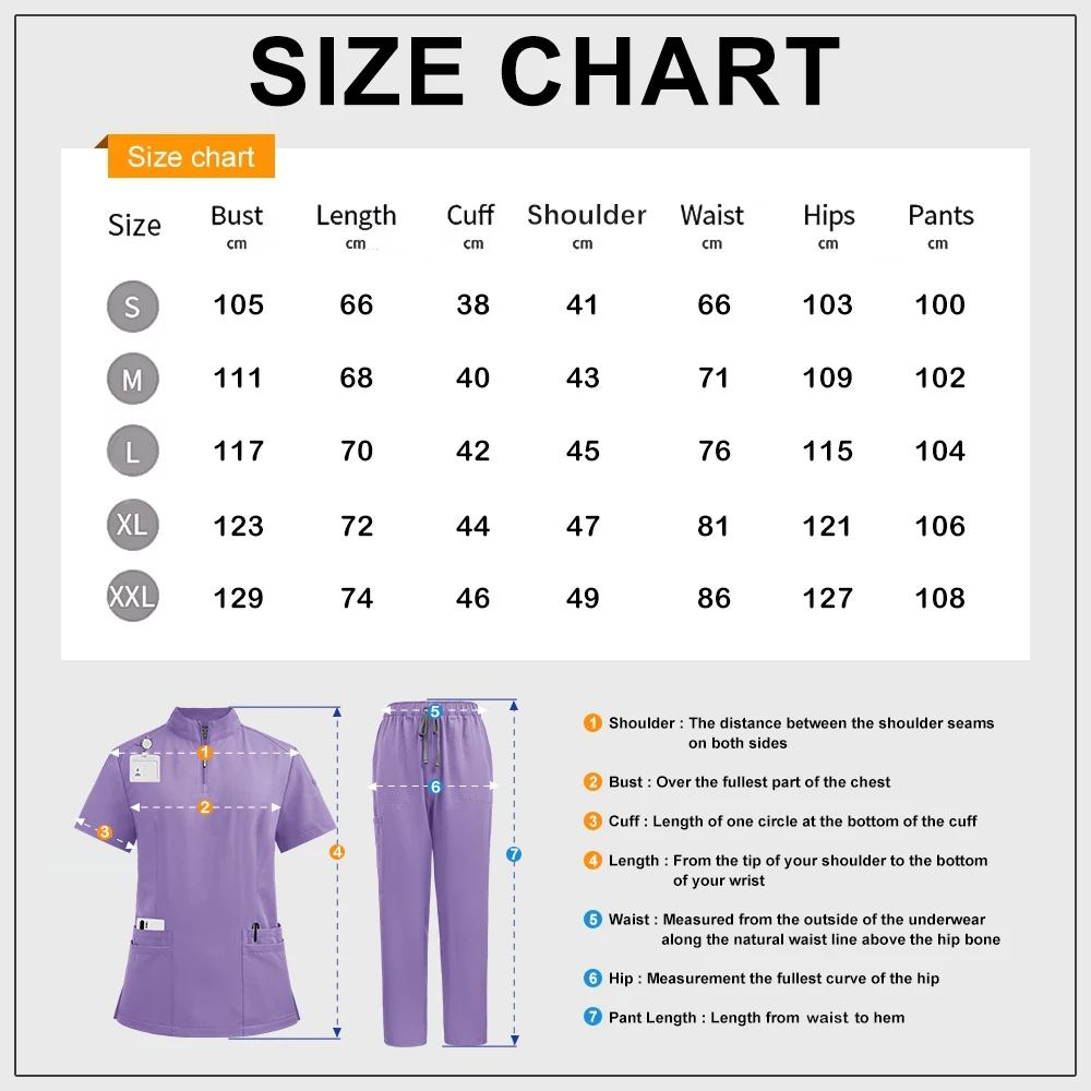 Women's 4-Pocket Zip-Neck Short Sleeve Scrub Top Nurse Uniforms Women Medical Nurses Accessories for Hospital Doctor Uniform