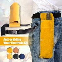 welding rod storage bag tool bag electrode holder flame retardant cowhide leather hardware waist bag buckle storage container