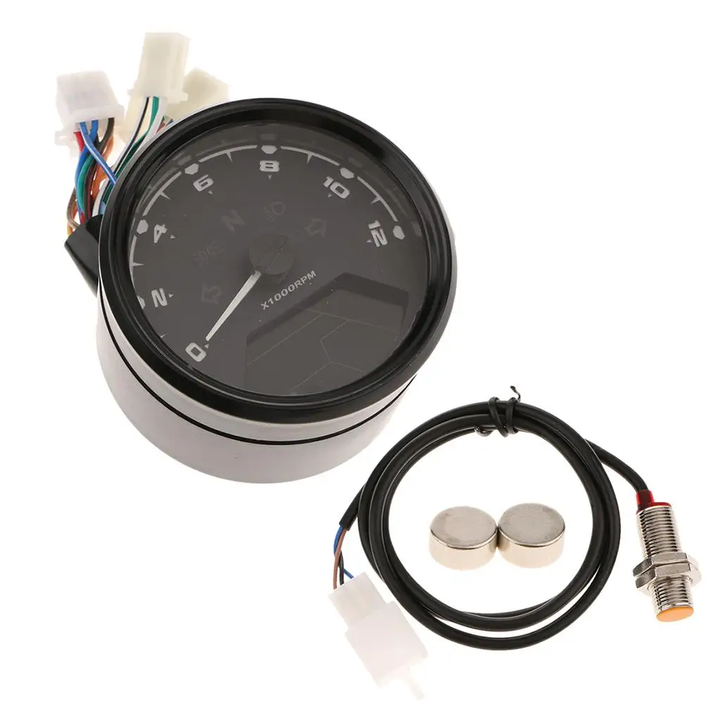 

LCD Odometer Speedometer Tachometer For 2 4 Cylinder Motorcycle 12000RPM