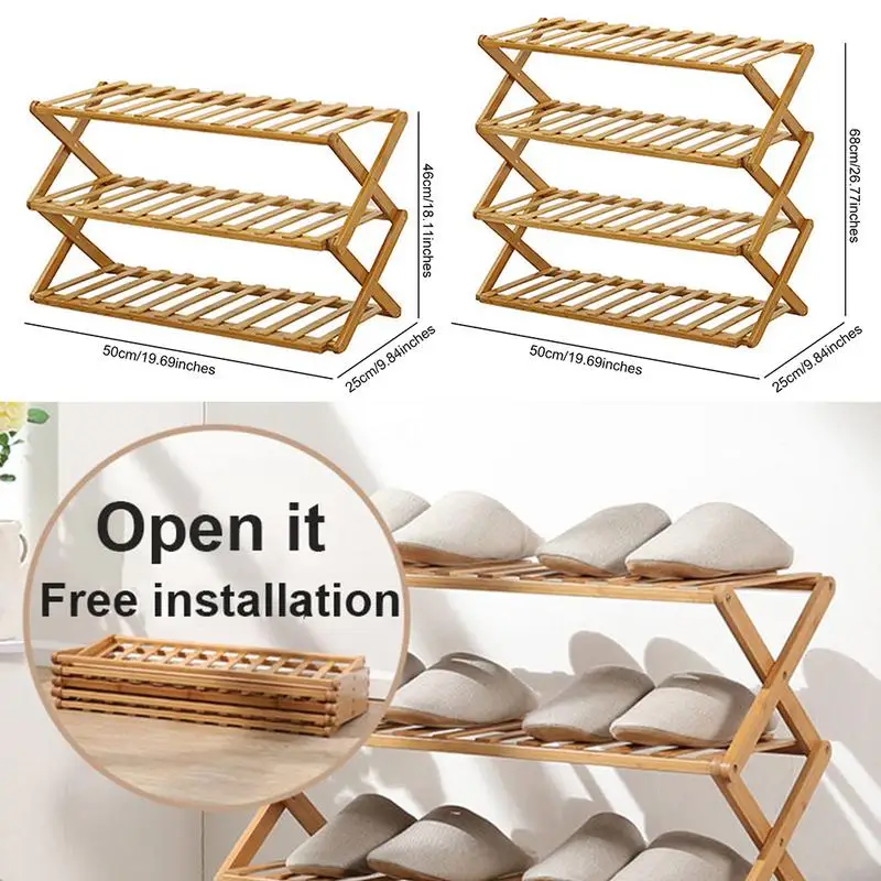 

Shoe Rack Wood Multi-tier Wooden Shoe Rack Multifunctional Storage Organizer Bamboo Shoe Shelf Simple Household Economical Shelf