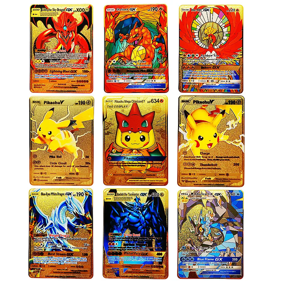 

Pokemon Cards Metal Charizard Ex Metal Pokemon Letters Pikachu Cards Mewtwo Charizard Vmax Card Anime Toys Pack Game Card