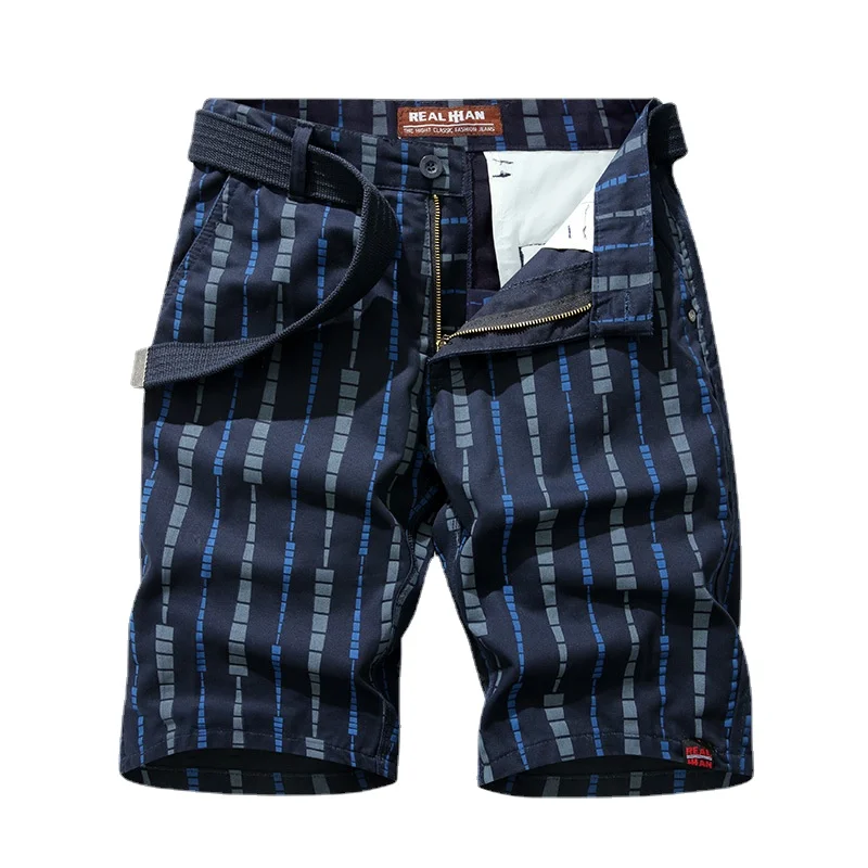 

Мужские шорты-карго с поясом, летние свободные хлопковые брюки с пятью точками