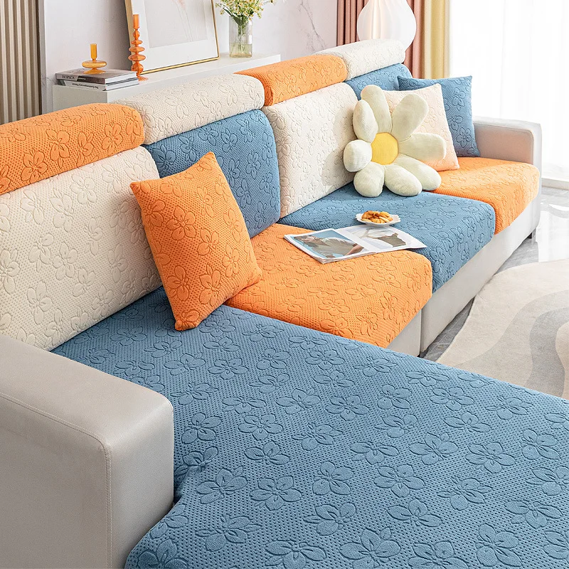 

The Good Elasticity All-inclusive Sofa Cover for Living Room Solid Color Neat Fabric Seams Non-slip Anti-cat Scratch Couch Cover