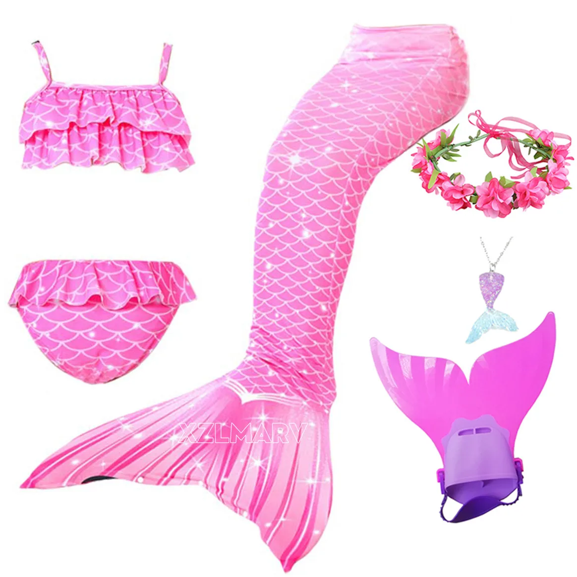 Купальник для девочек с хвостом Русалочки детский купальный костюм косплея