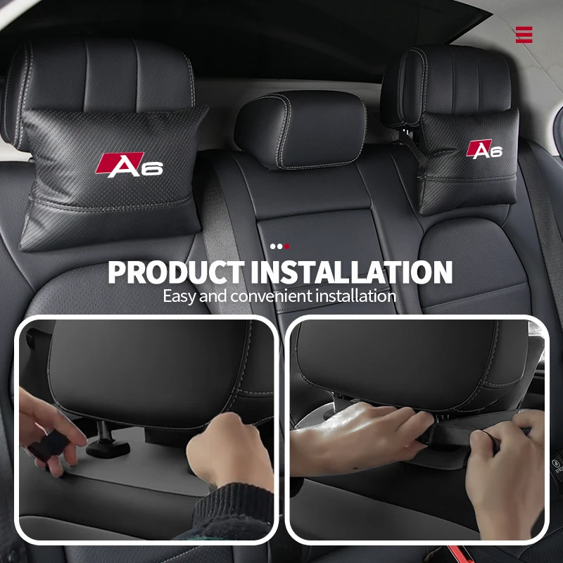 Фото Кожаная подушка-подголовник для автомобиля Audi, подушка для поддержки шеи, аксессуары для интерьера A3 A4 A6 A5 A1 A8 Q8 Q2 A7 Quattro TT S3 S4 №5