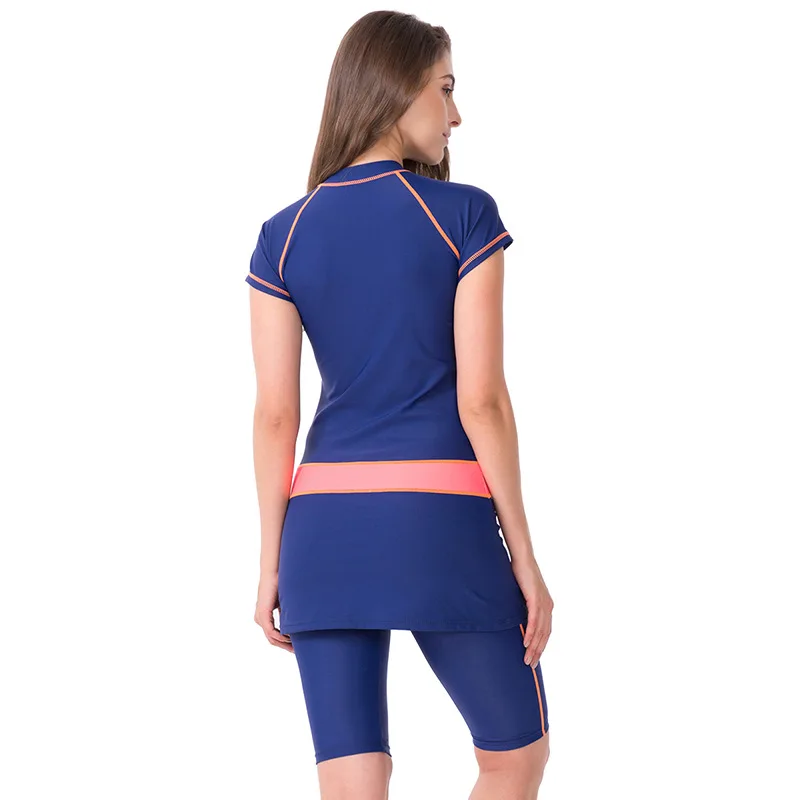 Muslim Swimwear Two Piece Short Sleeve Plus Size Conservative Swimsuit With Skirt  Women Swimming Suit Islamic Swim Wear New