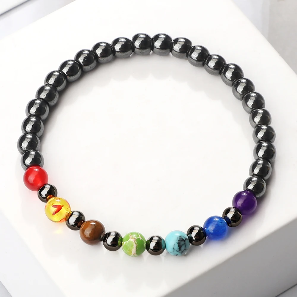 Чакра рейки 6 мм натуральная лава тигровый глаз браслет из бисера для женщин и
