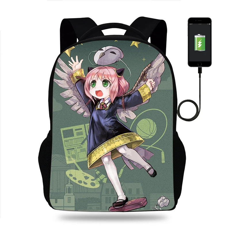 

Anime Spy X Family Backpack Boy Girl School Bag Teenager USB Charging Daily Travel Backpack Student Schoolbags Mochila