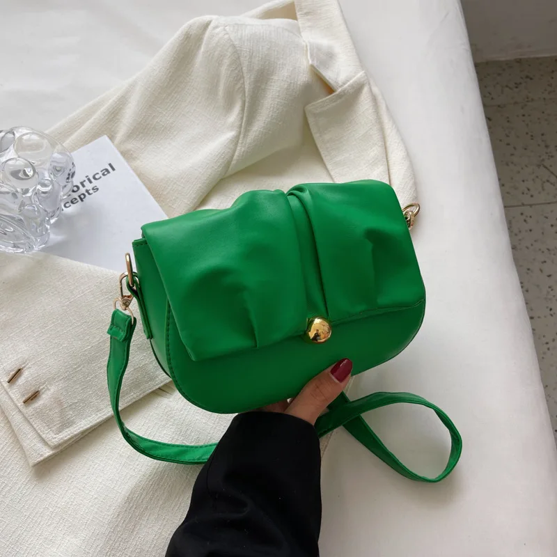 

Компактная кожаная сумка-мессенджер, маленькая квадратная модная дамская сумочка на одно плечо из мягкой кожи с складной цепочкой