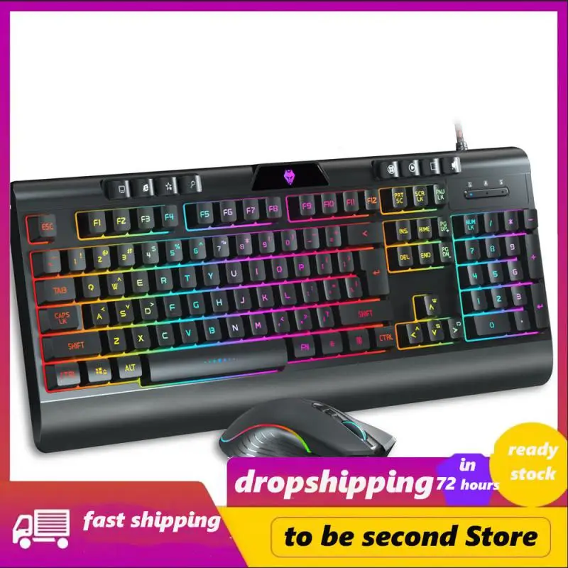 

For Pc Laptop Wired Computer Keyboard Usb Ergonomics Gaming Keyboard And Mouse For Gamers 104 Keys Game Keyboard Backlight