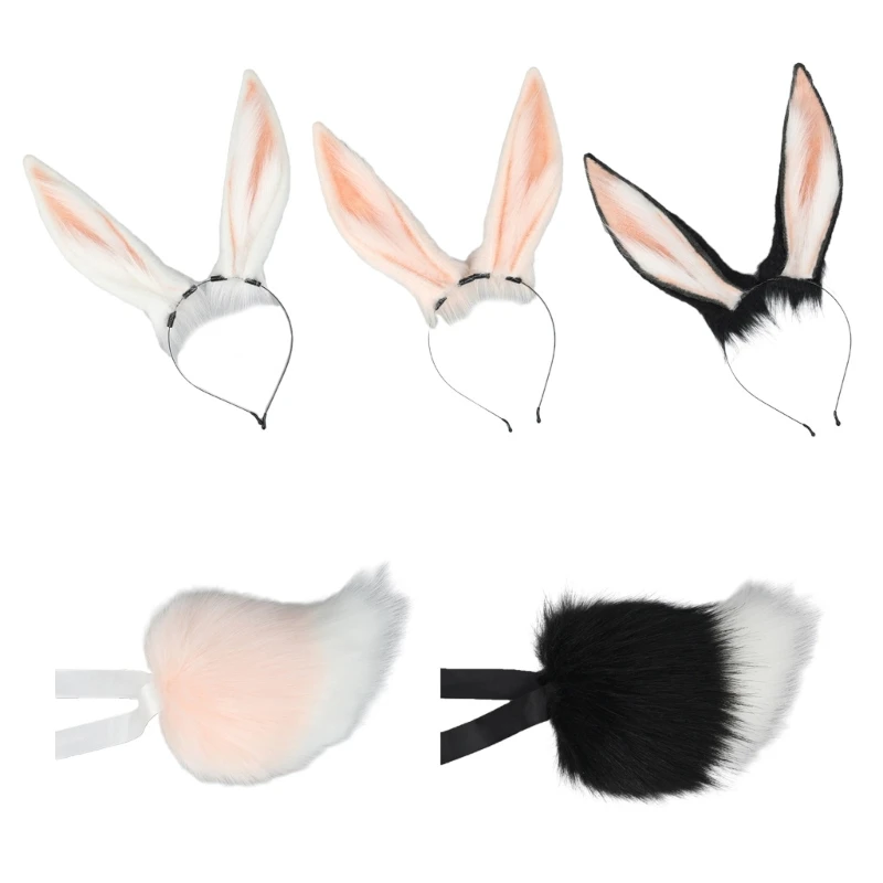 

Bunny-Ear Plush Hairhoop Girls Animation Party Props Cosplay Costume Headpiece
