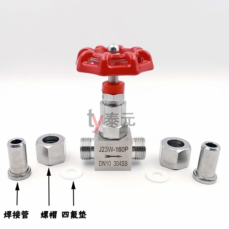 Фото Игольчатый клапан J23W из нержавеющей стали 304/316L, сварной шаровой клапан высокого давления J23W-160P J23W-160R DN8-DN25 №1