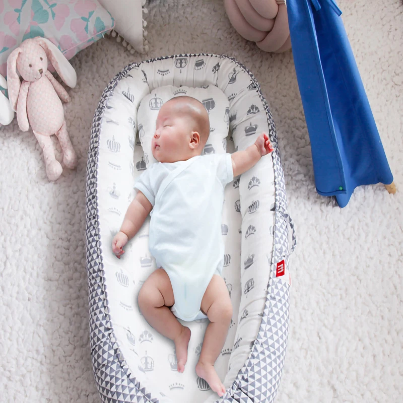 

Детская кроватка с подушкой 85*50 см, портативная кроватка для путешествий, хлопковая Колыбель для новорожденных, детская кроватка, бампер