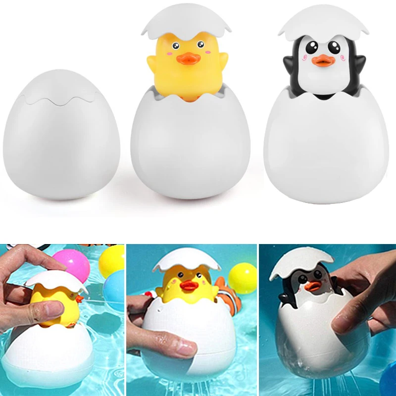 Children Baby Bathing Toy  Penguin Egg Water Spray Sprinkler  Kids Swimming Water Clockwork Toys Bathroom Sprinkling Shower Toy