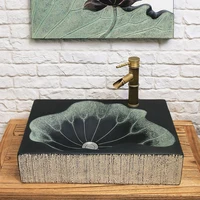 japanese bathroom sinks modern bathroom fixture simple rectangular washing sink home creative lotus leaf washbasin counter basin
