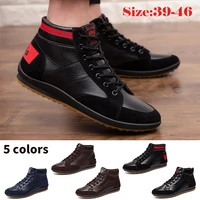men casual leather quality split leather shoes hot sale lace up high gang shoes slip on comfortable shoes